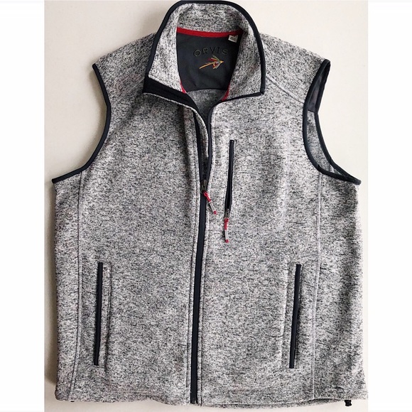 Orvis Grey Denali Sweater Fleece Vest 
